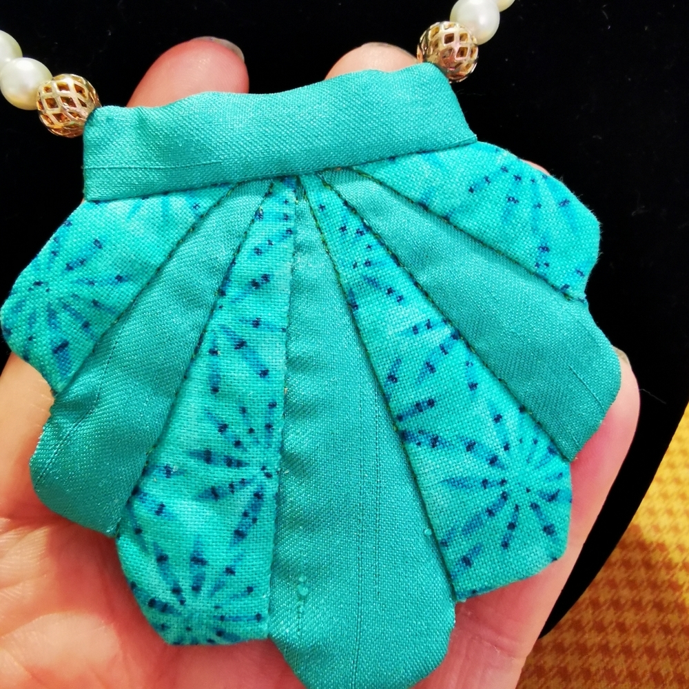 Unique Turquoise Fabric Shell Necklace - Picture 11 of 16